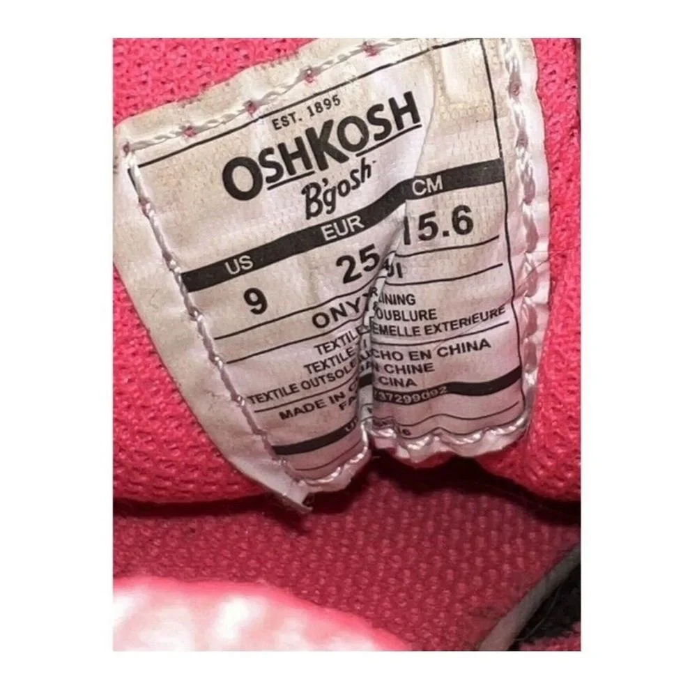 OshKosh Girls Pink‎ Gray Sneakers Size 9 Bumper Toe Hook & Loop
